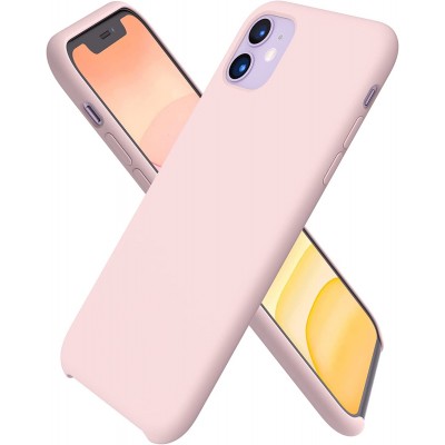 Husa iPhone 11, Silicon Catifelat cu Interior Microfibra, Roz